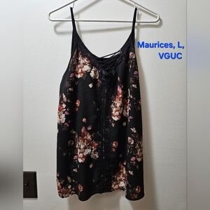 Maurices Black and Pink Floral Camisole